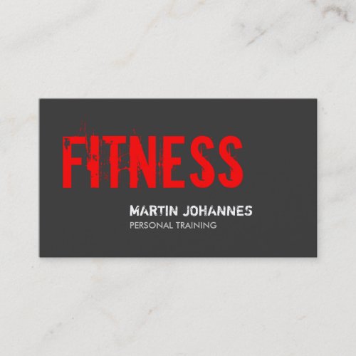 Red Grey Fitness Personal Trainer Business Card
