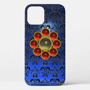 RED GREY GEMSTONE MON Bright Blue Black Damask iPhone 12 Case