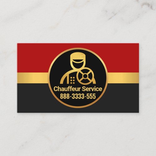 Red Grey Gold Layers Driving Business Card