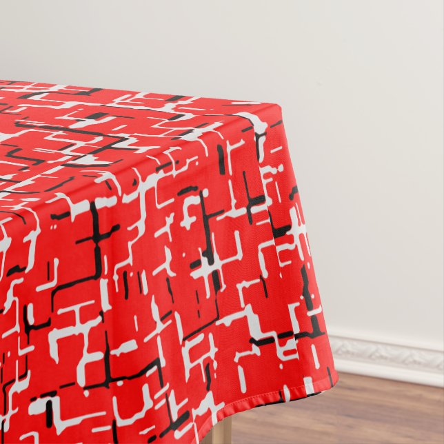 Red Grey Gray White Black Tablecloth (In Situ)