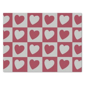 Red Grey Love Hearts Checkered Pattern