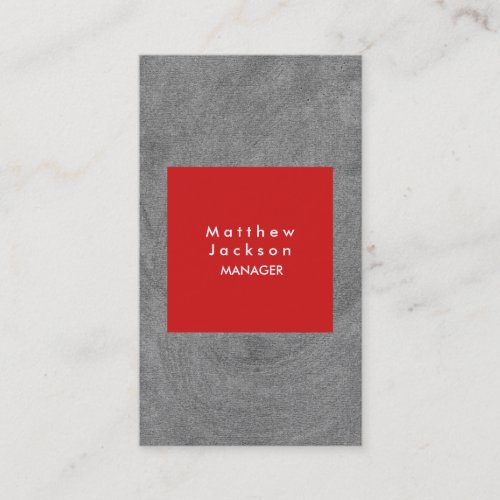 Red Grey Modern Plain Professional Business Card