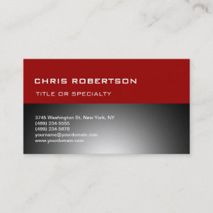 Red Grey Modern Simple Plain Business Card