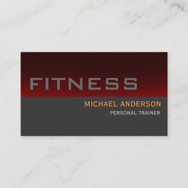 Red Grey Personal Trainer Unique Business Card (Front)