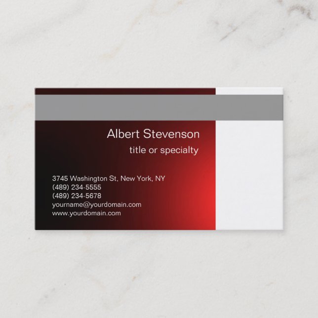 Red Grey White Consultant Business Card (Front)