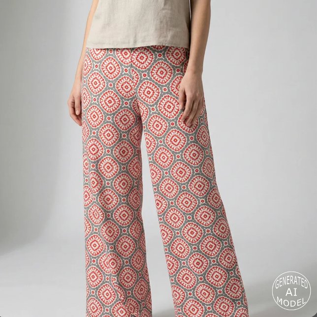 Red Grey White Moroccan Geometric Tile Medallion Fabric (Creator Uploaded)