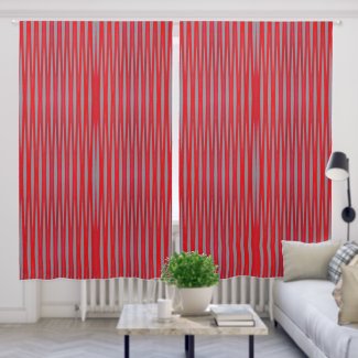 Red Grey Zigzag Pattern Drapes Curtains