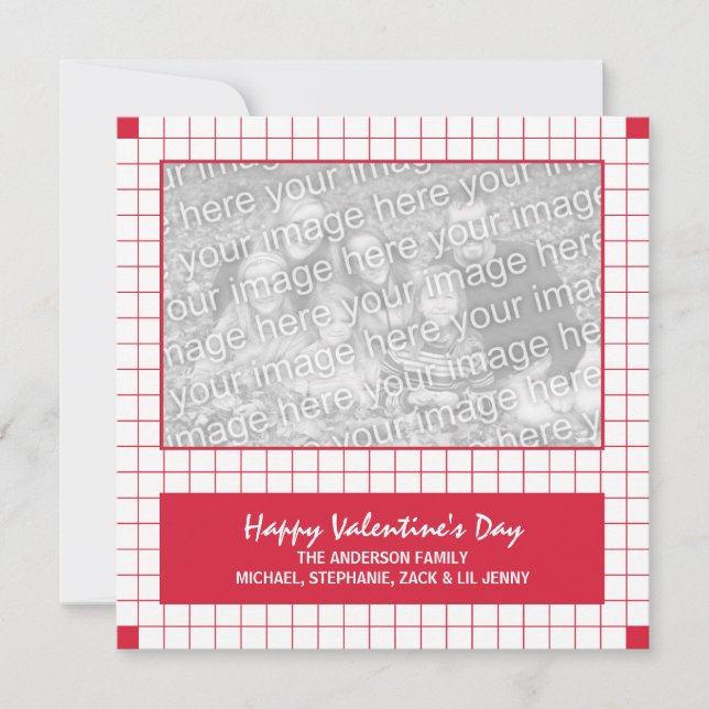 Red Grid Photo Holiday Card (Front)