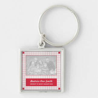 Red Grid Photo Keychain