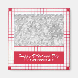 Red Grid Photo Magnet