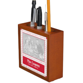 Red Grid Photo Pencil/Pen Holder