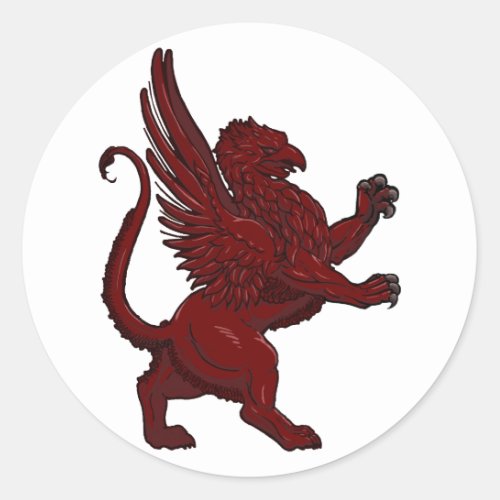 Red Griffin Classic Round Sticker