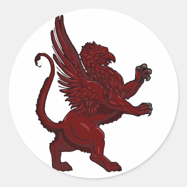 Red Griffin Classic Round Sticker (Front)