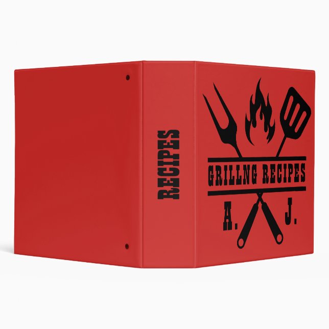 Red Grilling Recipes Cookbook 3 Ring Binder (Background)
