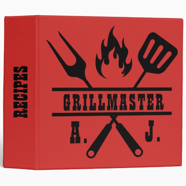 Red Grillmaster Utensil  3 Ring Binder (Front/Spine)