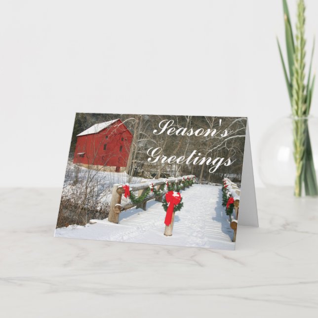 Red Grist Mill Personalized Holiday Card (Front)