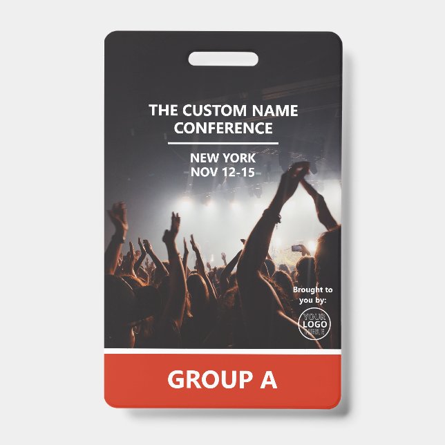 Red Group Conference QR Code Custom Access Pass Badge (Front)