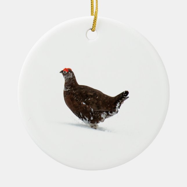 Red grouse ceramic ornament (Front)