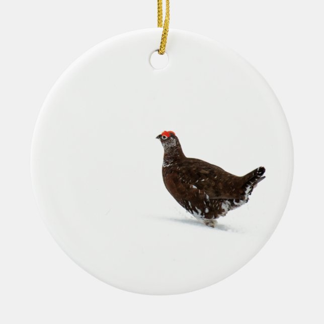 Red grouse ceramic ornament (Front)