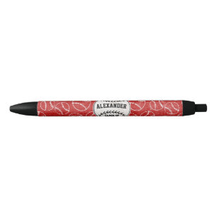 Red Grunge Baseball Pattern Pen