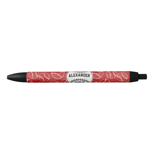 Red Grunge Baseball Pattern Pen (Front)
