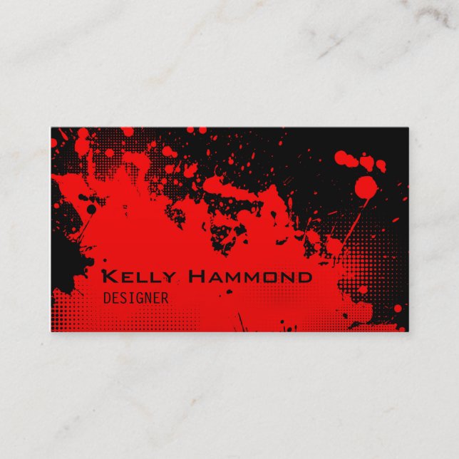 Red Grunge Business Card (Front)