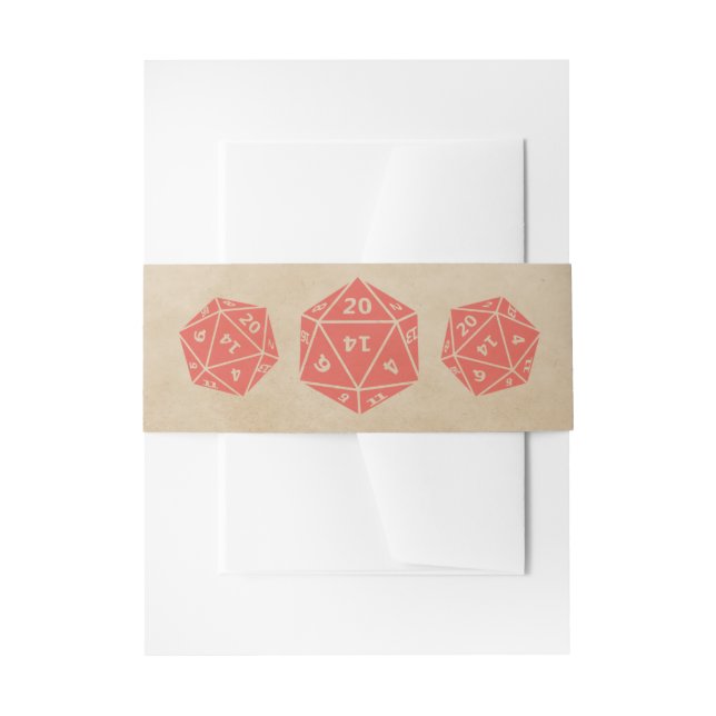Red Grunge D20 Dice Gamer Belly Bands Invitation Belly Band (Front Example)