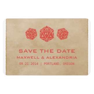 Red Grunge D20 Dice Gamer Save the Date Magnet