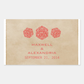 Red Grunge D20 Dice Gamer Wedding Stickers