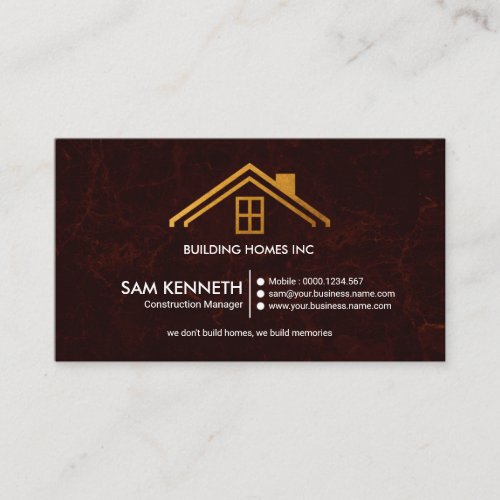 Red Grunge Exquisite Contractors Gold Roof Top Business Card