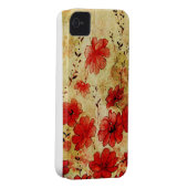 Red Grunge Floral iPhone 4 Case-Mate iPhone Case (Back/Right)