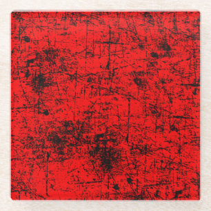 Red Grunge Glass Coaster