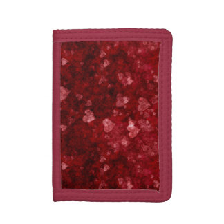 red grunge hearts tri-fold wallet