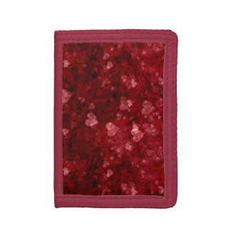 red grunge hearts trifold wallet