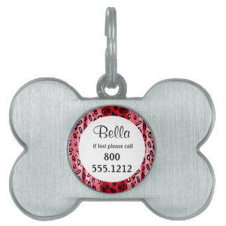 Red Grunge Leopard Pet Identity Tag