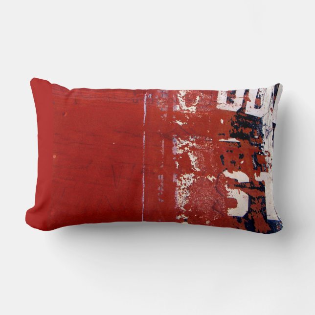 Red Grunge Lumbar Pillow (Front)