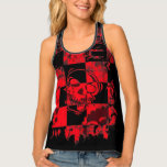 Red Grunge Skull Tank Top