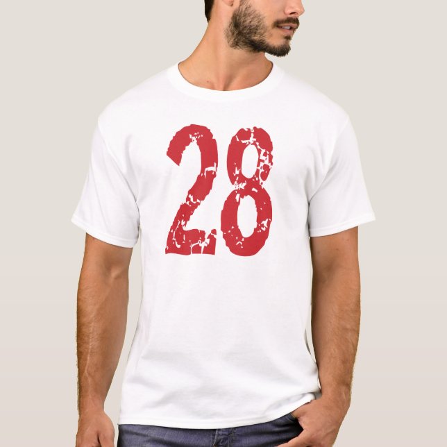 RED GRUNGE STYLE NUMBER 28 T-Shirt (Front)