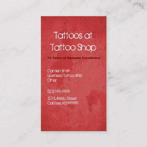 Customizable Red Grunge Tattoo Profile Business Card
