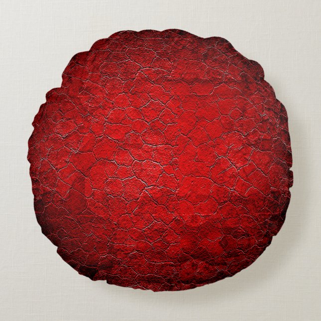 Red grunge texture black gradient round pillow (Front)