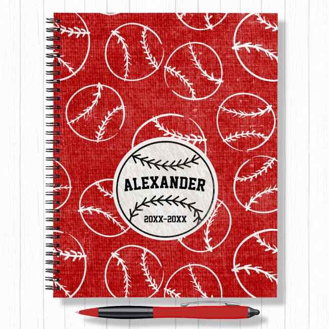 Red Grunged Baseball Pattern Notebook (Creator Uploaded)