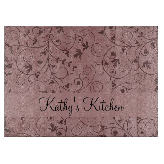 Red Grungy Floral Cutting Board (Front)