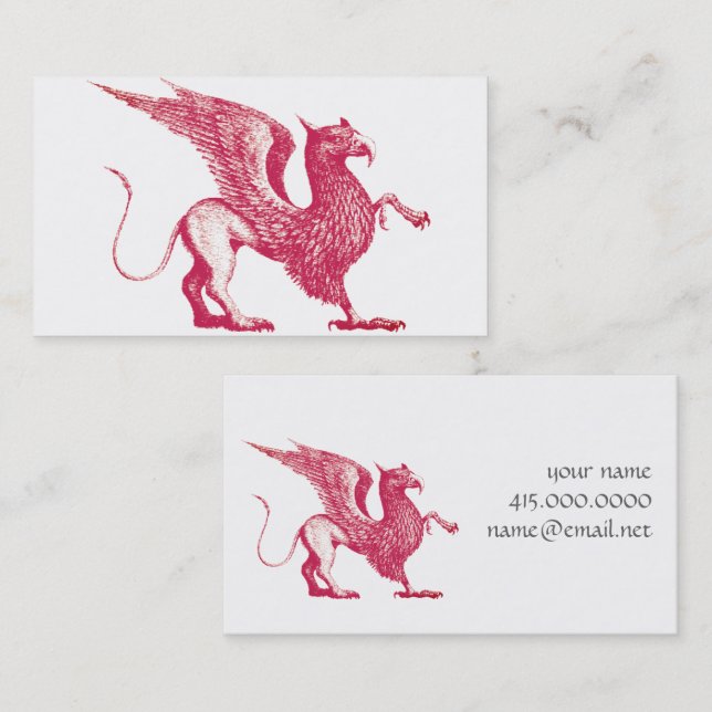 Red Gryphon Or Griffin Business Card (Front/Back)