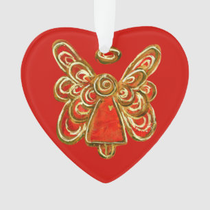 Red Guardian Angel Art Christmas Pendant Ornament