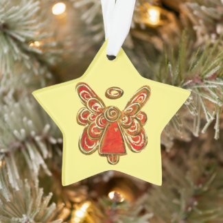 Red Guardian Angel Art Christmas Pendant Ornaments