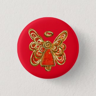 Red Guardian Angel Art Custom Holiday Button Pins