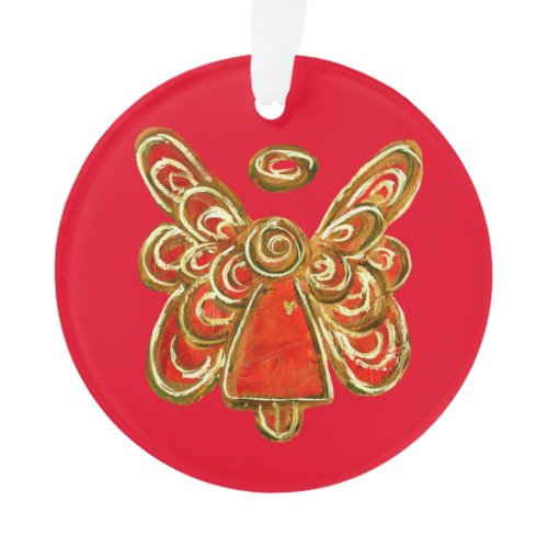 Red Guardian Angel Art Holiday Pendant Ornaments