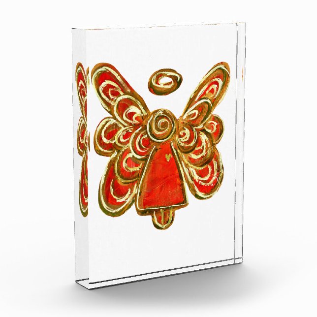 Red Guardian Angel Art Paperweight Acrylic Award (Left)