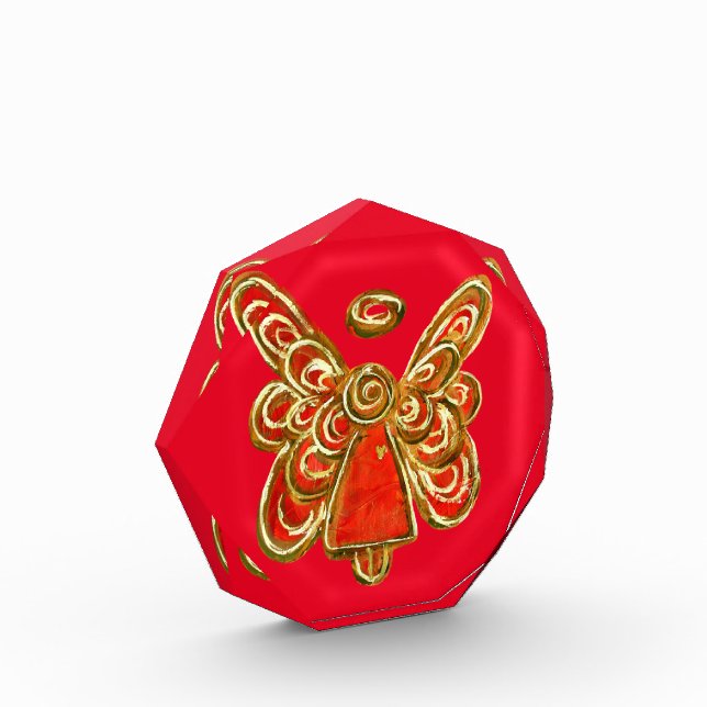 Red Guardian Angel Art Paperweight Acrylic Award (Left)