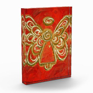 Red Guardian Angel Art Paperweight Acrylic Award